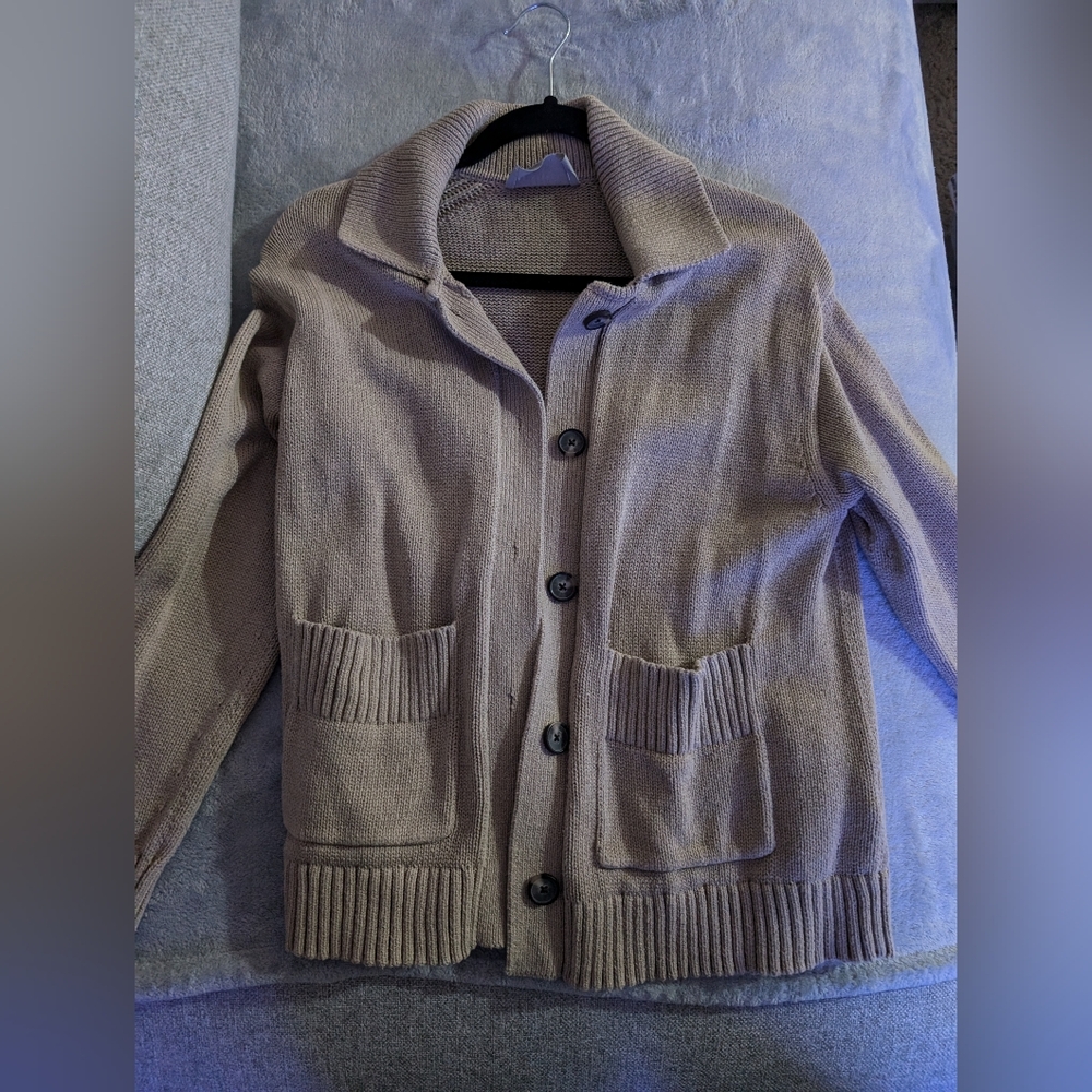 The Cotton Chore Sweater Jacket - Khaki